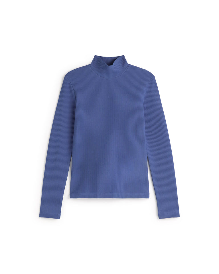 Top cuello alto rib azul Aine sostenible silueta - 1