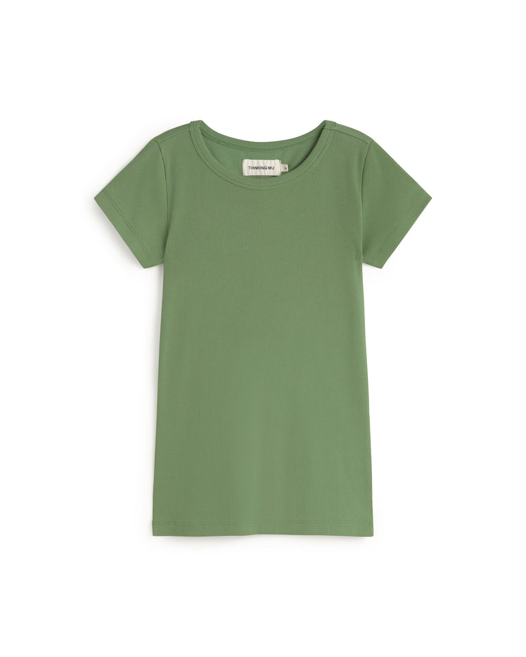 Camiseta slim verde Mirna-R sostenible silueta - 1
