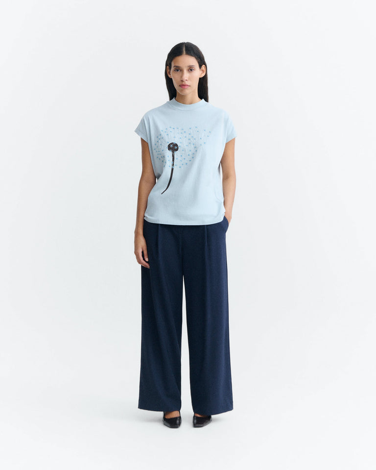 Camiseta bordada azul dandelion Volta sostenible - 1