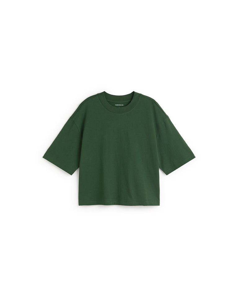 Camiseta oversize verde Lena sostenible silueta - 1