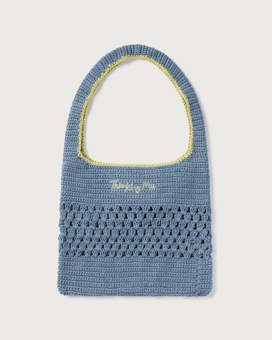 Handwoven blue crochet bag