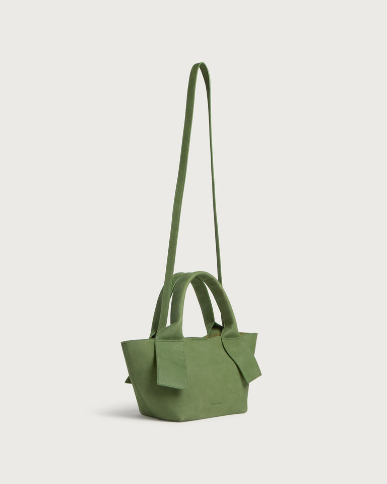 Bolso mini verde piel Pepo sostenible - silueta 3